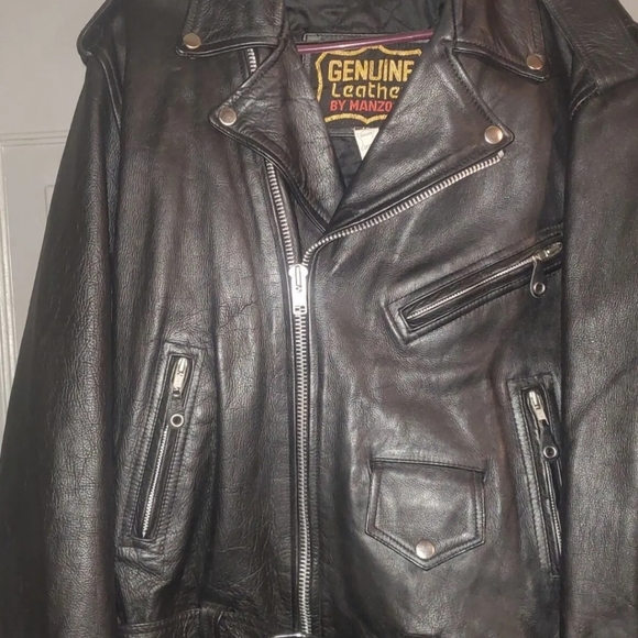 Manzoor Jackets & Coats Genuine Leather Biker Jacket By Manzoor